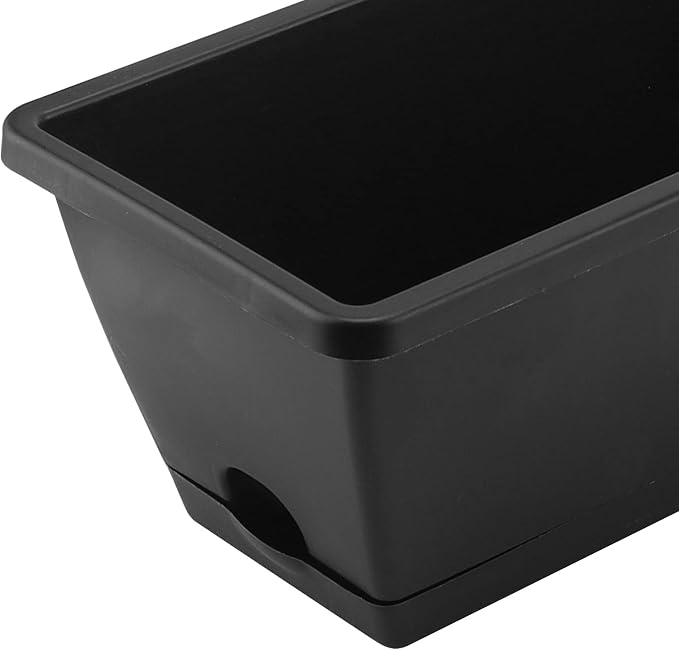LEXININ 6 Pack 17 Inch Black Plastic Rectangular Window Planter Box, Window - Image 3
