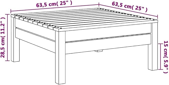 vidaXL Solid Pinewood Patio Footstool - Image 2