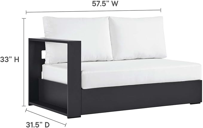 Modway Tahoe Aluminum Modular Left-Facing Outdoor Patio Loveseat in Gray White - Image 2