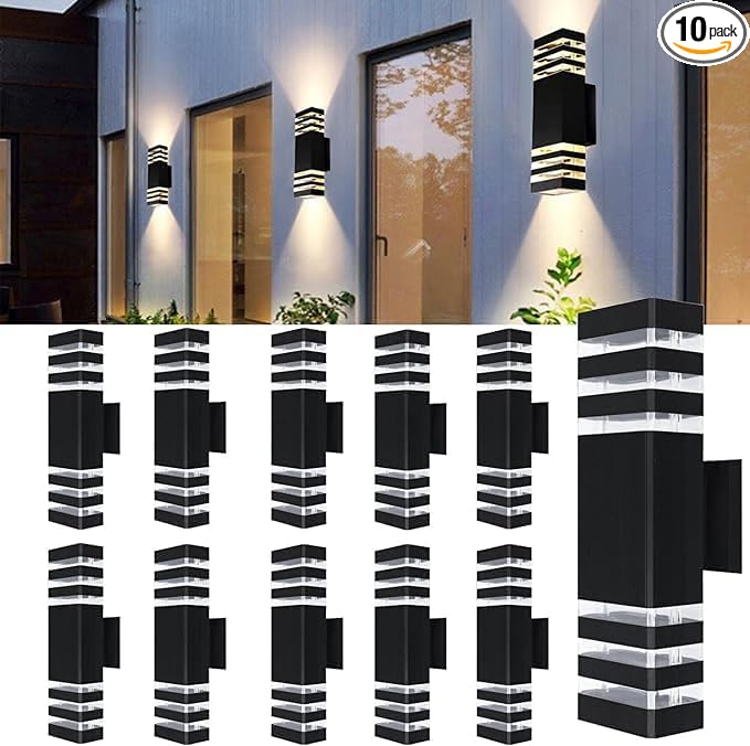 10Pack 15inch LED Square Up & Down Wall Lights, 14W Outdoor Wall Light 4000K by Alicosoty