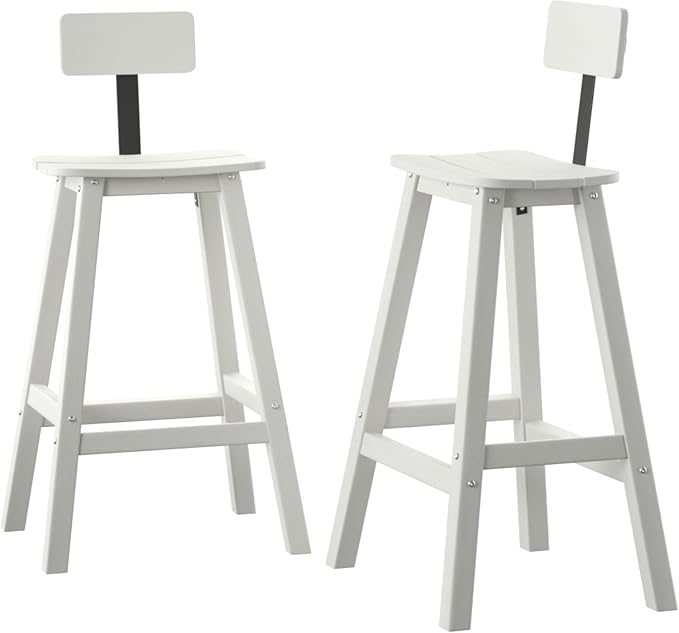 Bar Height Chairs Set of 2, HDPE Bar Height Outdoor Chairs, Weather Resistance by Naga+Bahna