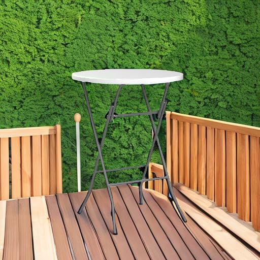GUAGUA 32" Round Plastic Folding High Top Table - Image 5