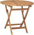 BOWERY HILL Foldable Teak Wood Dining Table, 33.5 x 33.5 x 29.9 in, Sandblasted by BOWERYHILL