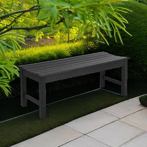 Stoog Outdoor Bench, 2-Person Patio Backless Bench, All-Weather HIPS Garden - Image 2