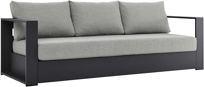 Modway Tahoe Aluminum Outdoor Patio Sofa in Gray Gray by Modway
