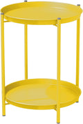 Grand patio Outdoor Side Table 2-Tier Round End Table Yellow by GrandPatio