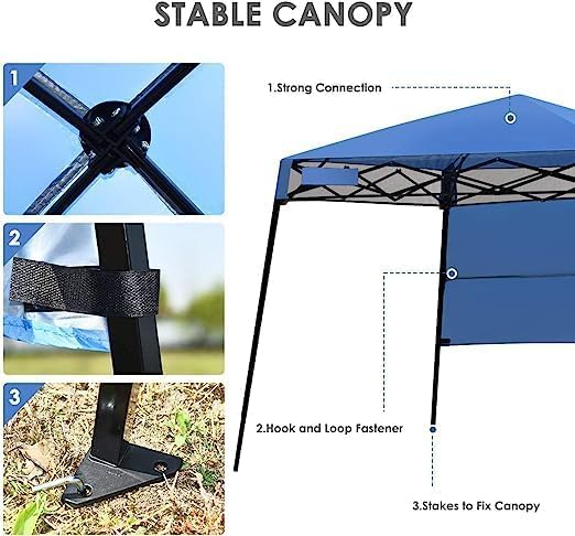 Fireflowery 7’ x 7’ Pop Up Canopy Tent, Portable Shelter Canopy w/Backpack - Image 6
