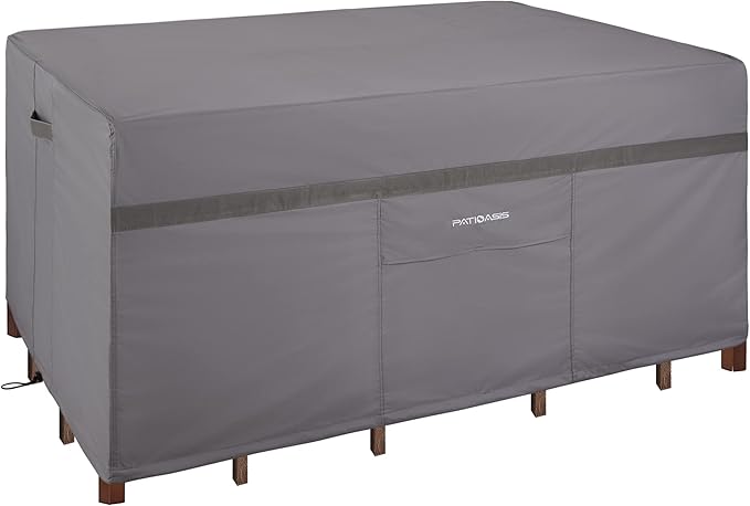 Patio Table Covers Waterproof Rectangular, Hickory Patio Furniture Cover Gray by PATIOASIS