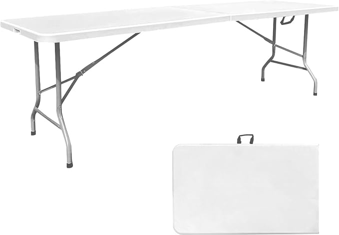 8 Foot Folding Table 8ft Foldable Portable Plastic Picnic Tables by Go-TrioOutdoorFurniture