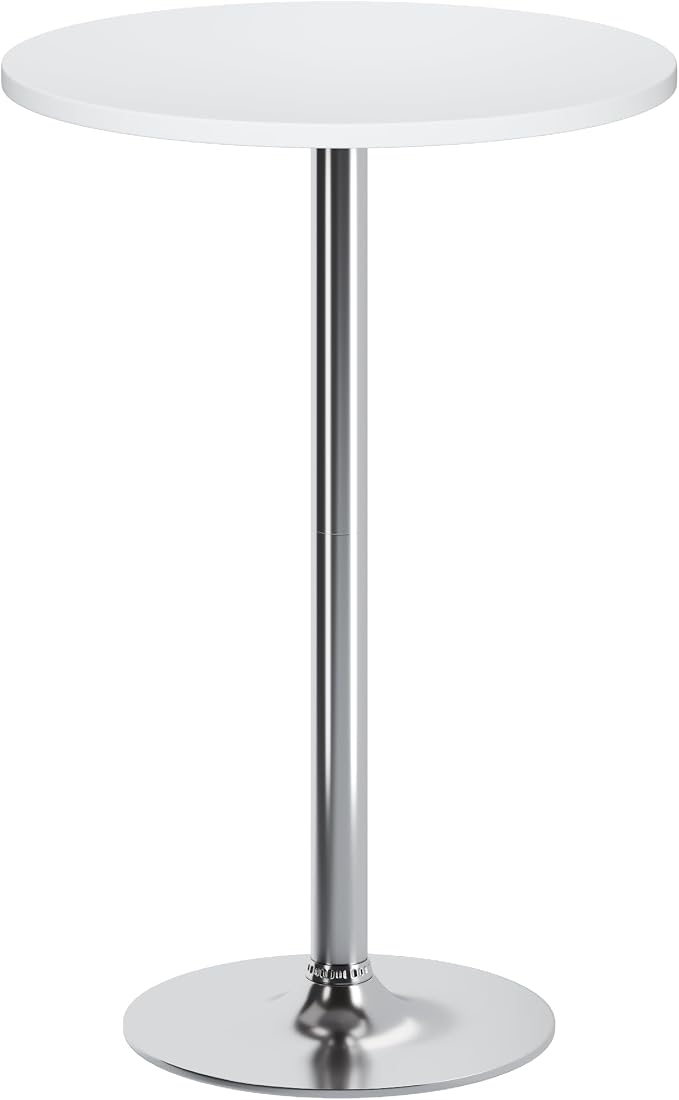 Flamaker Round Bistro Pub Table Modern Style Metal Base MDF Top Cocktail Bar by Flamaker