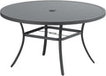 VICLLAX 53" Round Patio Table, Outdoor Dining Table by HOME