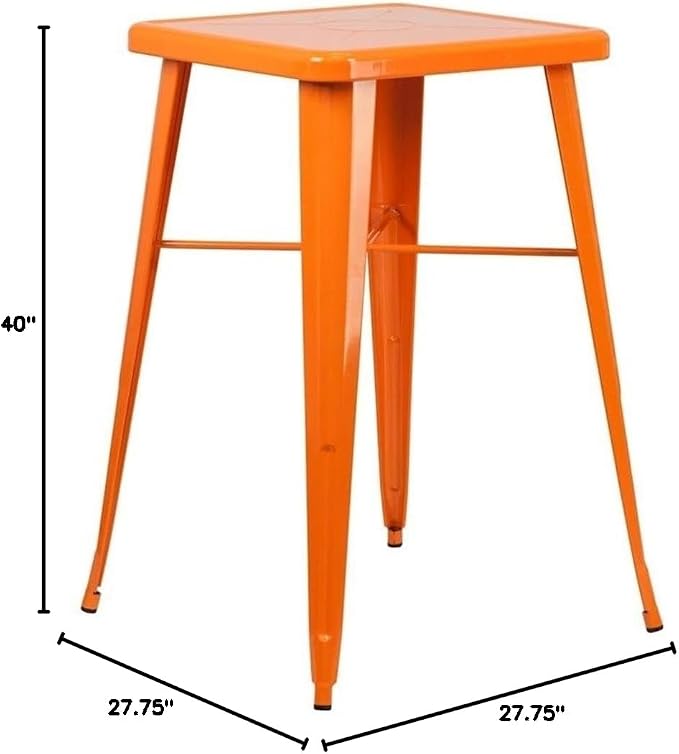 Pemberly Row 28" Square Metal Bar Table, Galvanized Steel, Rubber Floor Glides - Image 2