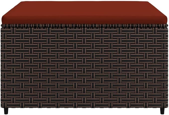 vidaXL Patio Footrest with Cushion Brown and Cinnamon Red - Image 4