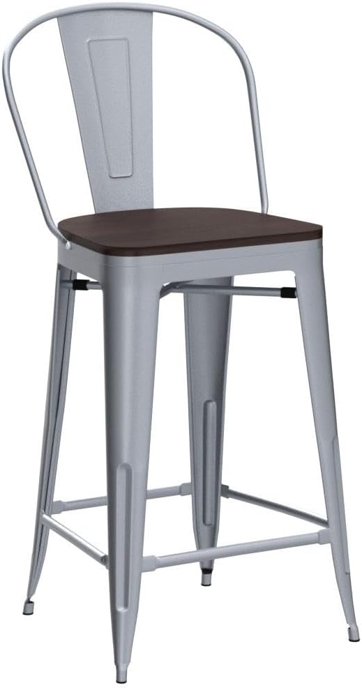 Aklaus Industrial Metal Bar Stools Set of 4, 26 inch Counter Height Barstools - Image 4
