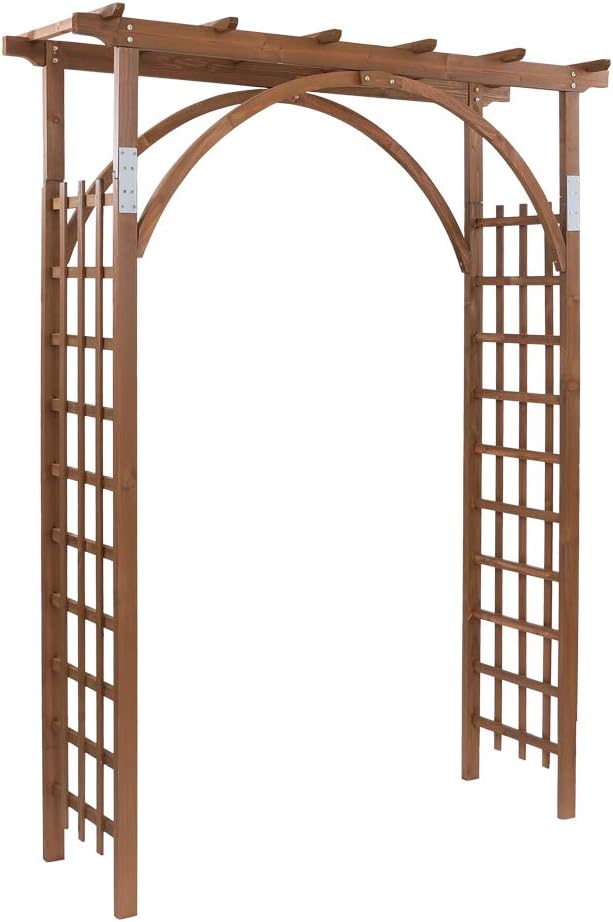 Outvita 7Ft Wooden Garden Arbor Arch, Wood Arbor Trellis, Pergola Archway by Outvita