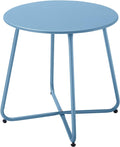Patio Outdoor Side Table Waterproof Round Metal Steel Small Side Table Weather by Meluvici