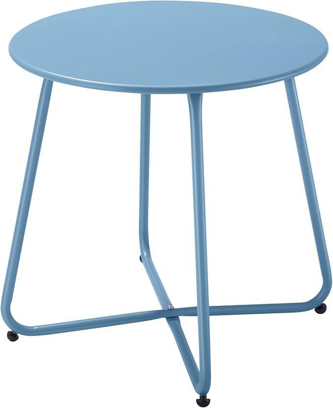 Small Patio Side Table, Round Metal Side Table, Weatherproof, Outdoor End Table by Juserox