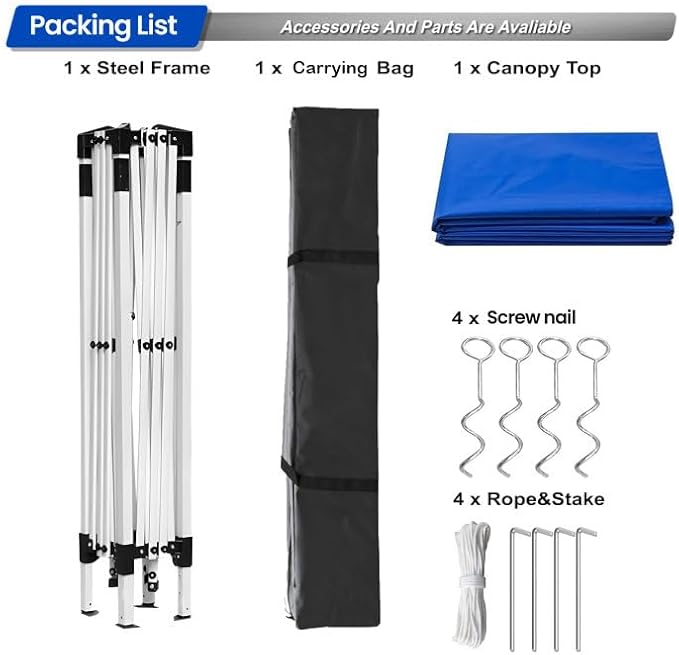 10x10ft Pop Up Canopy Tent, Heavy Duty Waterproof Folding Tent - Image 5