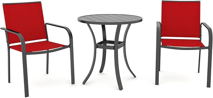 3-Piece Outdoor Dining Set, Small Metal Bistro Table by Anmutig