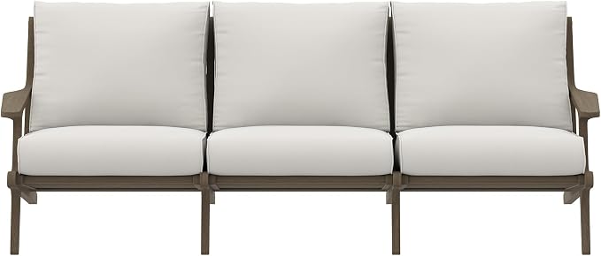 Modway Saratoga Teak Outdoor Patio Sofa in Weathered Gray White – 3 Seater Couch - Image 8
