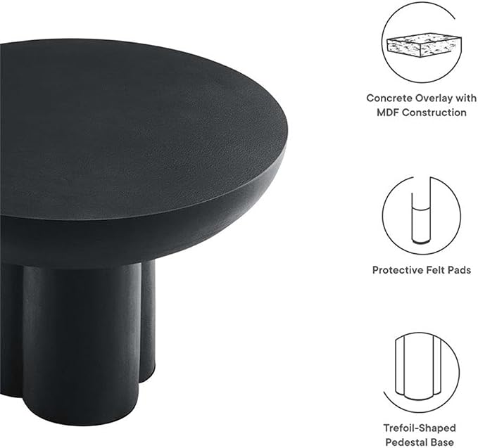 Modway EEI-6760-BLK Caspian Round Concrete Coffee Table - Image 8
