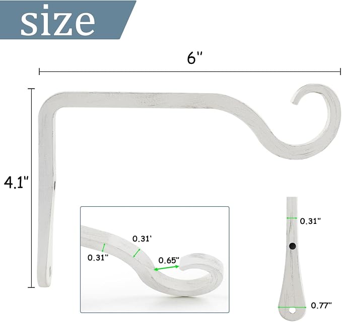BOLITE Plant Hangers, 6 Inch Hanging Plant Brackets Outdoor Indoor, Wall Hooks - Image 4