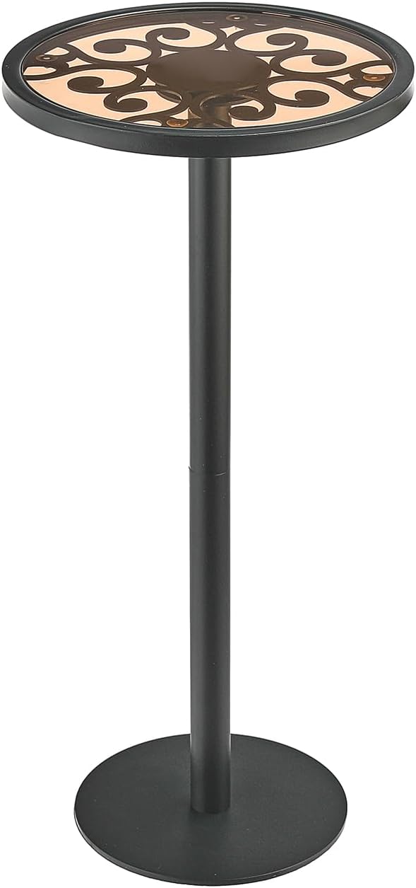 Black Drink Table, Indoor Outdoor Small Round Side Table by Zexvida