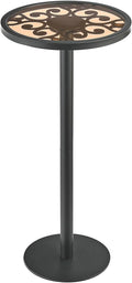Black Drink Table, Indoor Outdoor Small Round Side Table by Zexvida