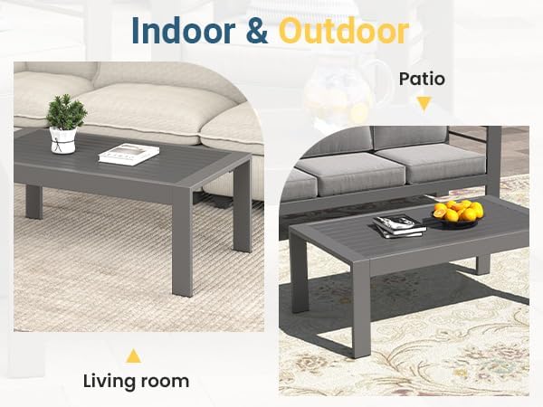 Wisteria Lane Outdoor Furniture Patio Coffee Table, Rectangle Outdoor Coffee - Image 5