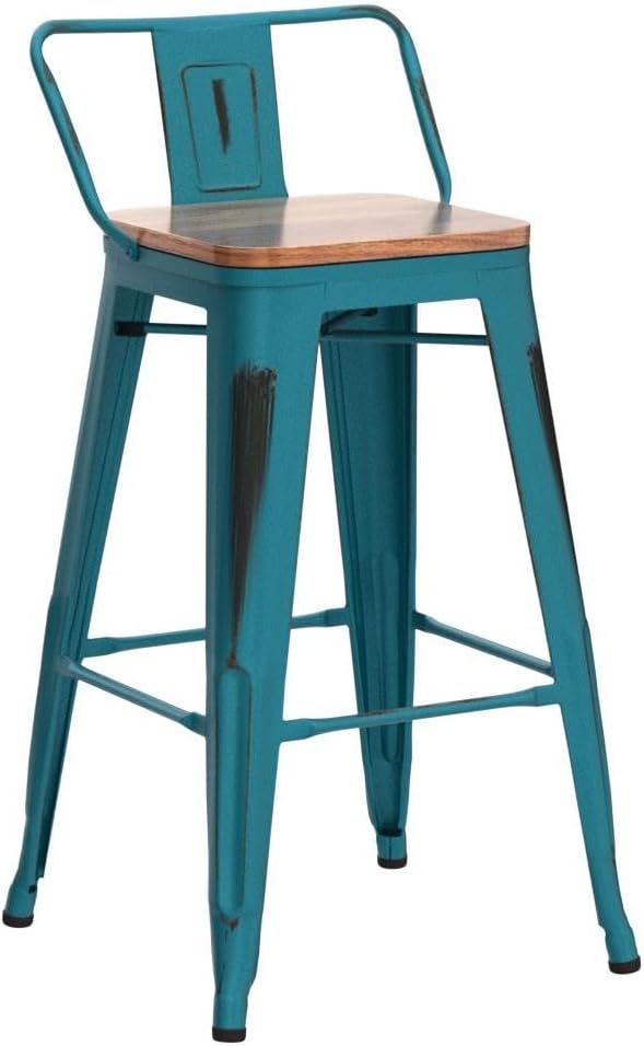 Alunaune 26" Metal Bar Stools Set of 4 Industrial Counter Height Barstools - Image 5