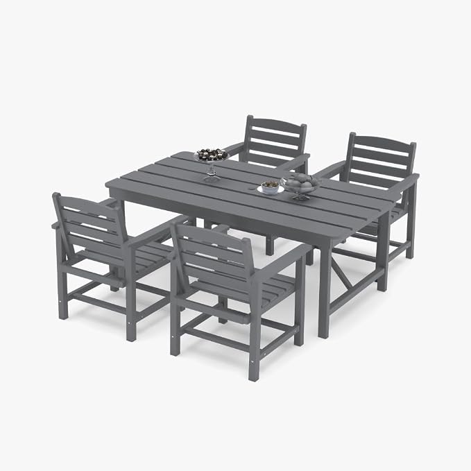 Outdoor HDPE Dining Set 5 Pieces, Patio Table by PatioKingdom