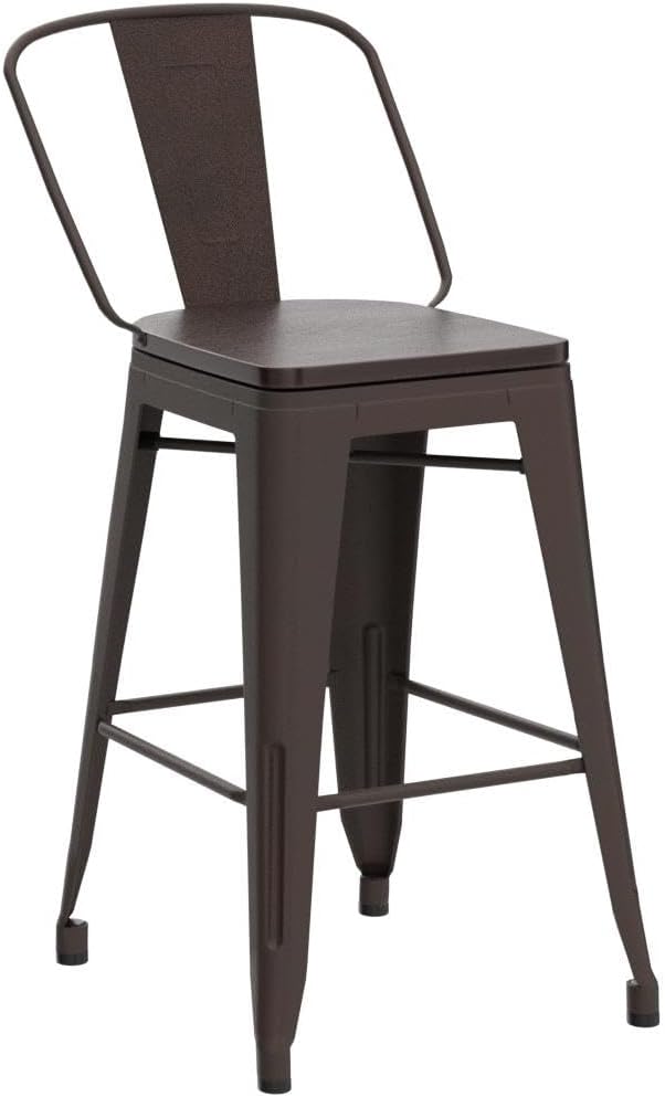 Alunaune 24" Swivel Metal Counter Height Bar Stools Set of 4 High Back - Image 5