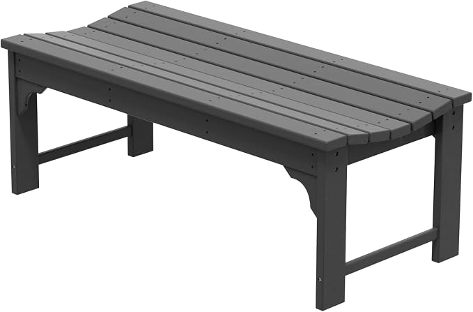 WO Home Furniture Outdoor 46" Backless HDPE Adirondack Bench, Poly Lumber Seat - Image 9
