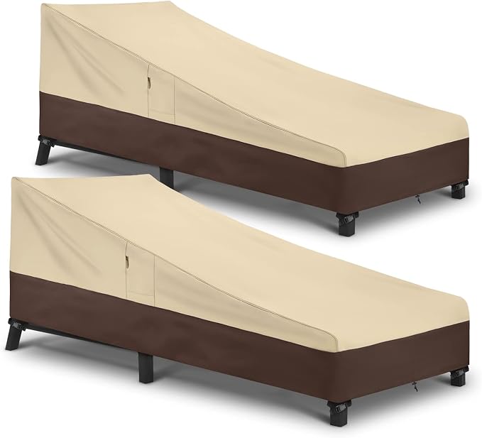 Arcedo Outdoor Lounge Chair Covers 2 Pack, Heavy Duty Waterproof Patio Chaise by ARCEDO