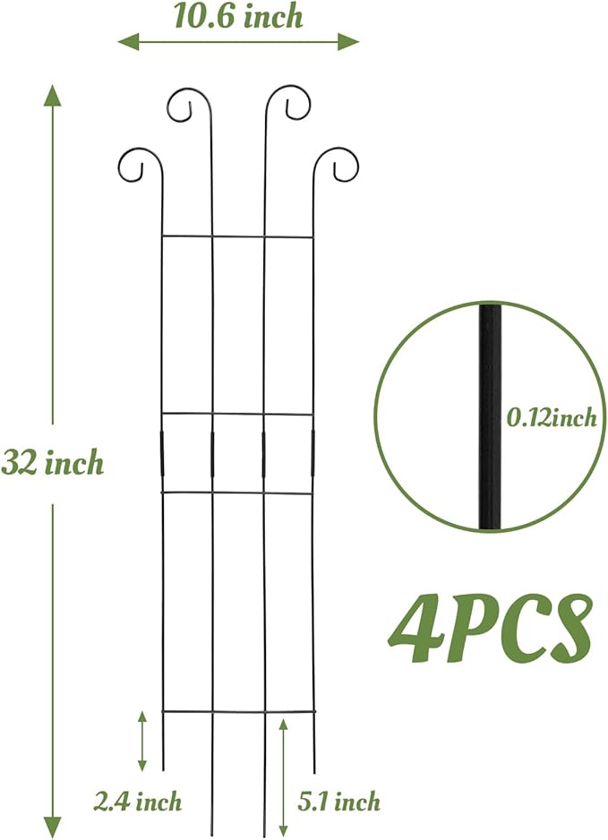 4 Pack 32'' Wave Shape Black Metal Trellis - Image 2