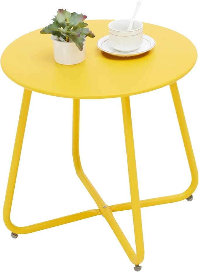 Outdoor Table Small Patio Side Table Waterproof Round Metal Side Table Weather by Juserox