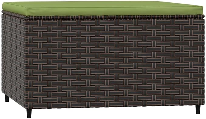 vidaXL Brown Poly Rattan Patio Footrest - Image 7