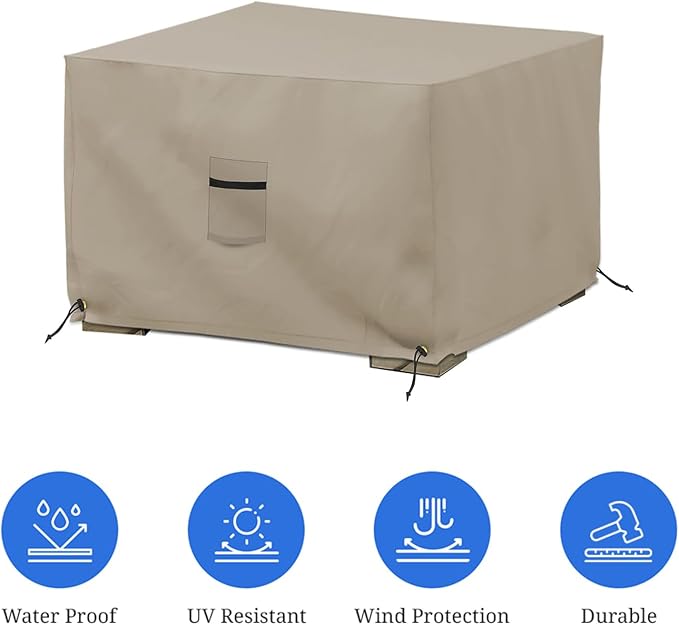Covers & All Outdoor Ottoman Cover, 12 Oz Waterproof Ottoman Slipcover - Image 3