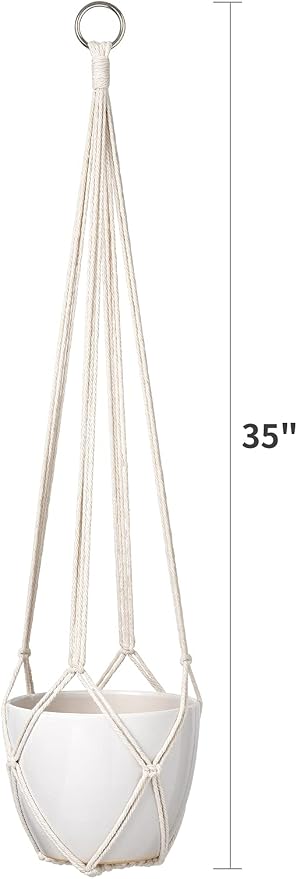 Dahey Macrame Plant Hanger Indoor Hanging Planter Basket Handmade Woven Cotton - Image 6
