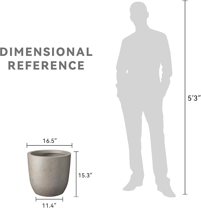 Kante 16.5" Dia Round Concrete Planter, Large Outdoor Modern Indoor Decorative - Image 8