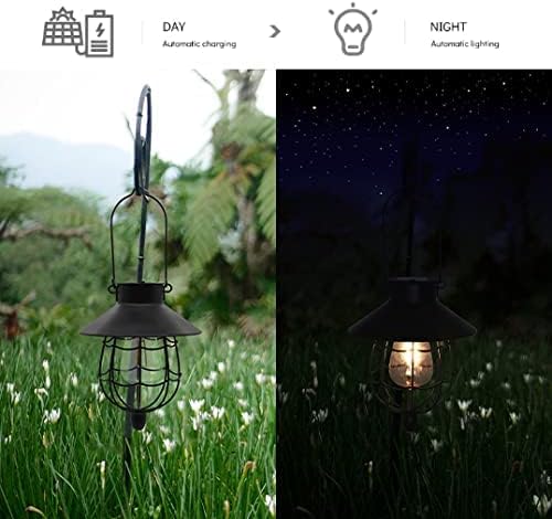 YAKii 2 Pack Solar Lantern Hanging Waterproof Outdoor Metal Solar Lamp - Image 4