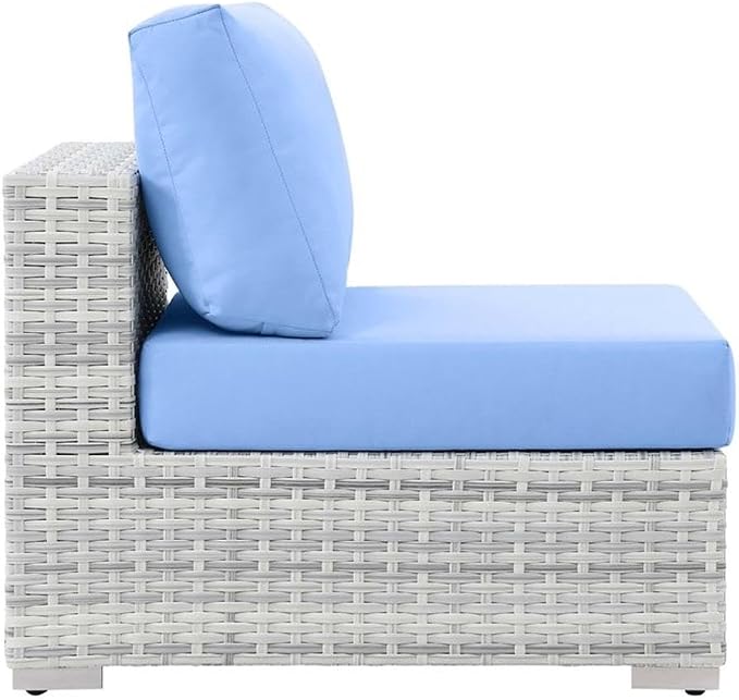 Modway Convene Wicker Rattan Outdoor Patio Armless Chair in Light Gray Light - Image 5