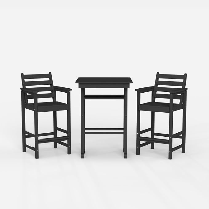 Bar Height Adirondack Chairs and Table Set, Outdoor Patio Bar Set - Image 8