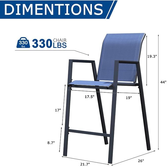 Outdoor Bar Stools Set of 4, Bar Height Chairs - Image 2