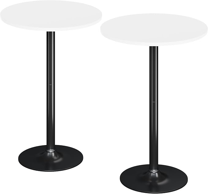 Flamaker Round Bistro Pub Table Modern Style Metal Base MDF Top Cocktail Bar by Flamaker