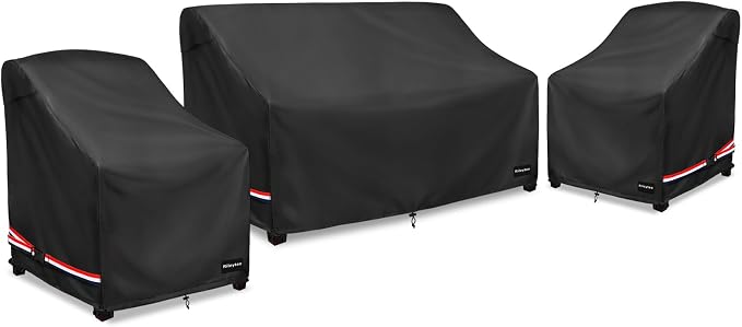 Patio Furniture Covers, 3 Piece Heavy Duty Waterproof Outdoor Furniture Covers by Rileytee