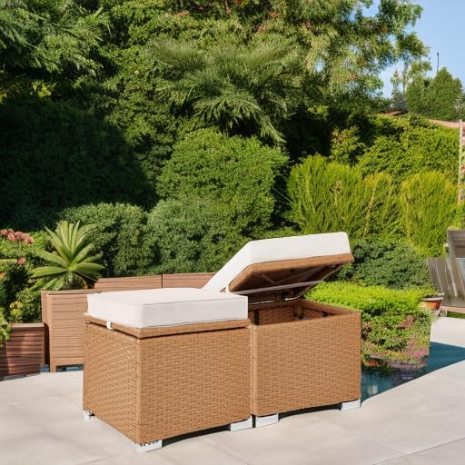 Best Choice Products Set of 2 Wicker Ottomans, Additional Seating, Side Table - Image 6