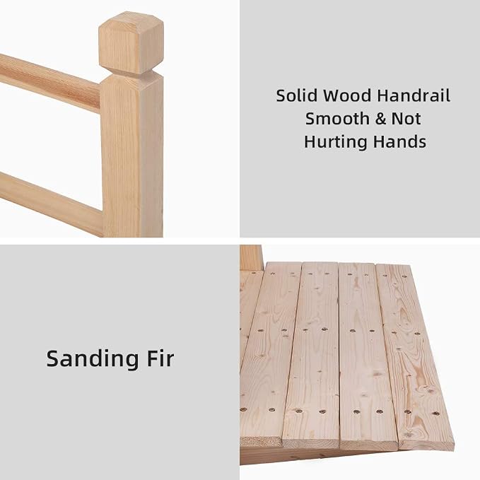 5 ft Garden Bridge for Outdoors, Wooden Bridge Pathway - Image 4