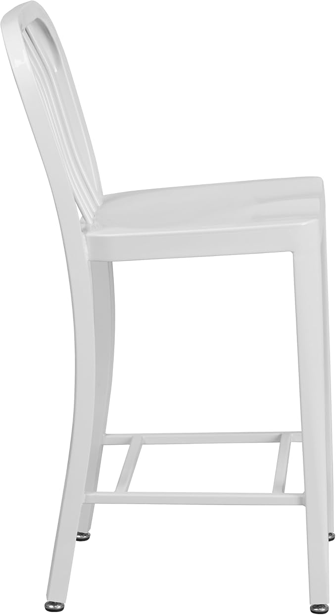 Flash Furniture Commercial Grade 24" High White Metal Indoor-Outdoor Counter - Image 8