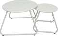 Patio Outdoor Coffee Table Set of 2, Weather Resistant Steel Round End Tables by Meluvici